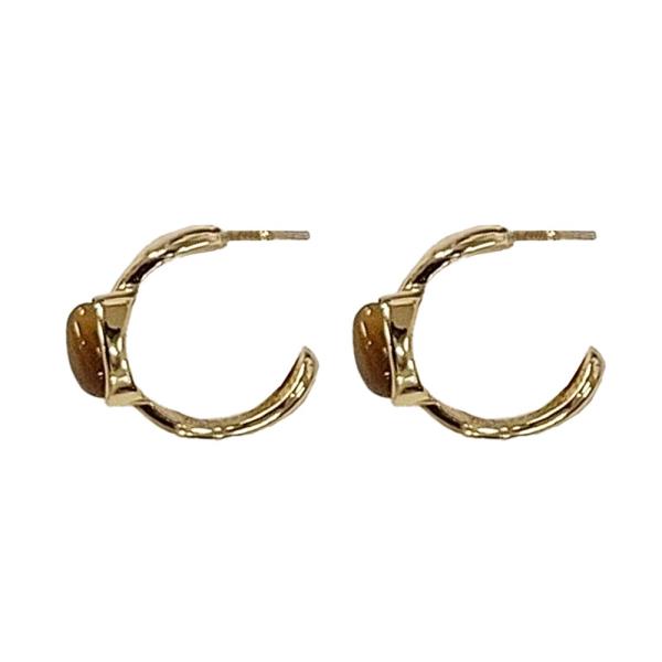 TEARDROP STONE POST HOOP EARRING