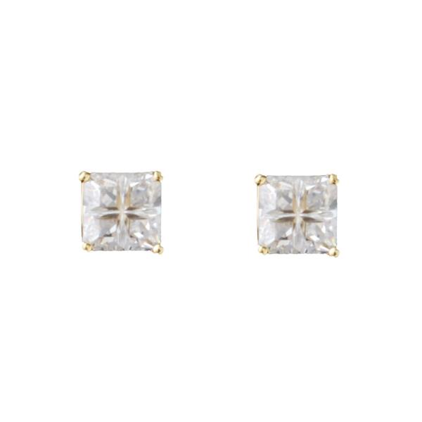 CUBIC ZIRCONIA QUAD CUT SQUARE STUD EARRING