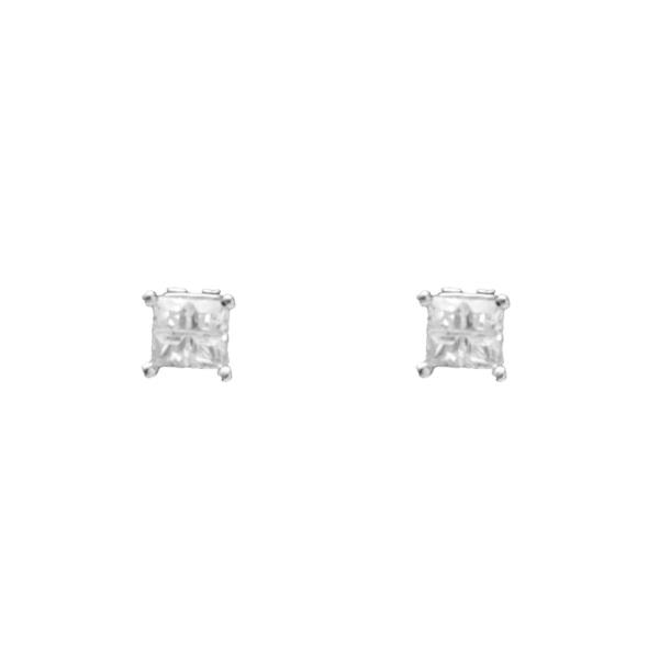 CUBIC ZIRCONIA QUAD CUT SQUARE STUD EARRING