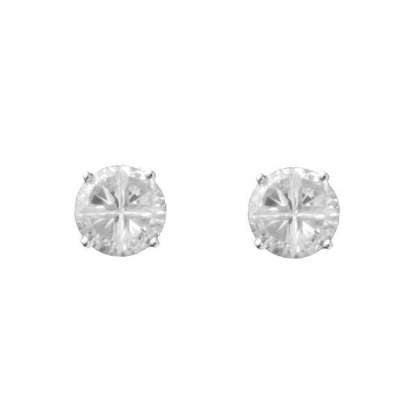 CUBIC ZIRCONIA CUT ROUND STUD EARRING