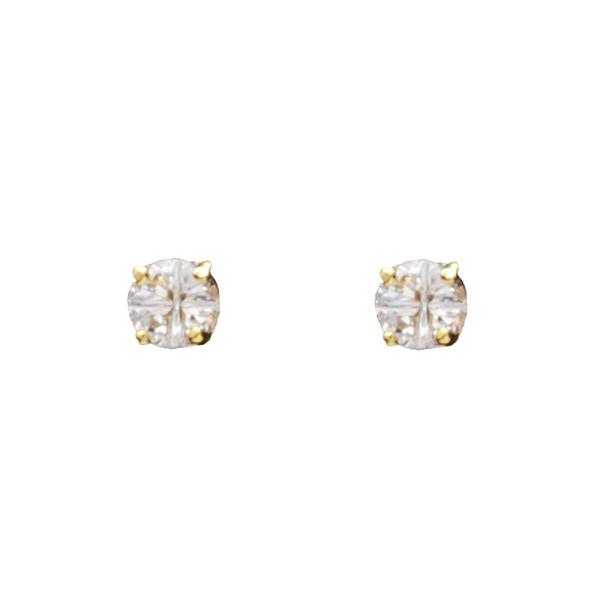 CUBIC ZIRCONIA QUAD CUT ROUND EARRING