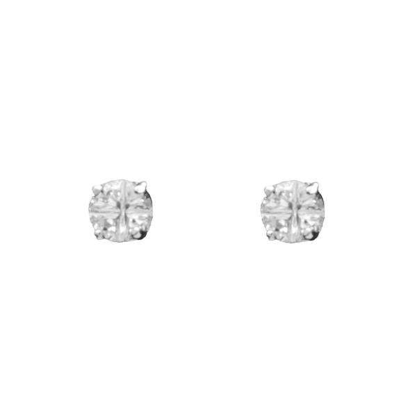 CUBIC ZIRCONIA QUAD CUT ROUND EARRING