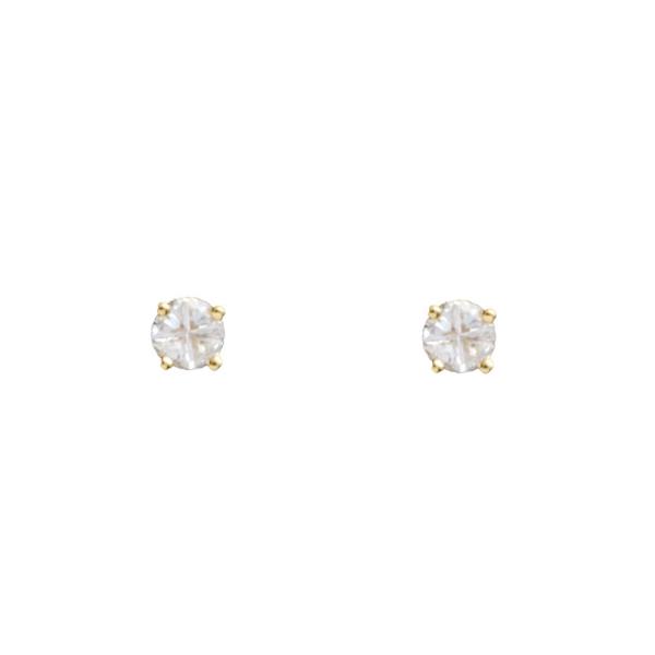 CUBIC ZIRCONIA QUAD CUT ROUND STUD EARRING