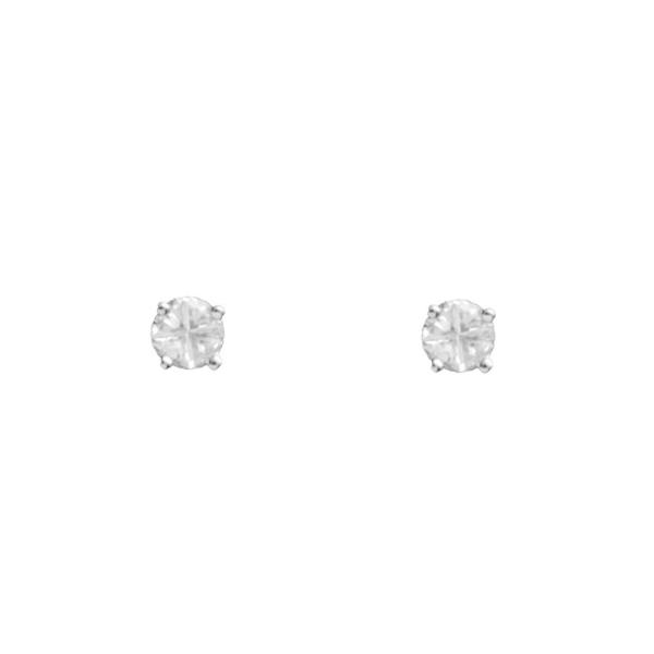 CUBIC ZIRCONIA QUAD CUT ROUND STUD EARRING