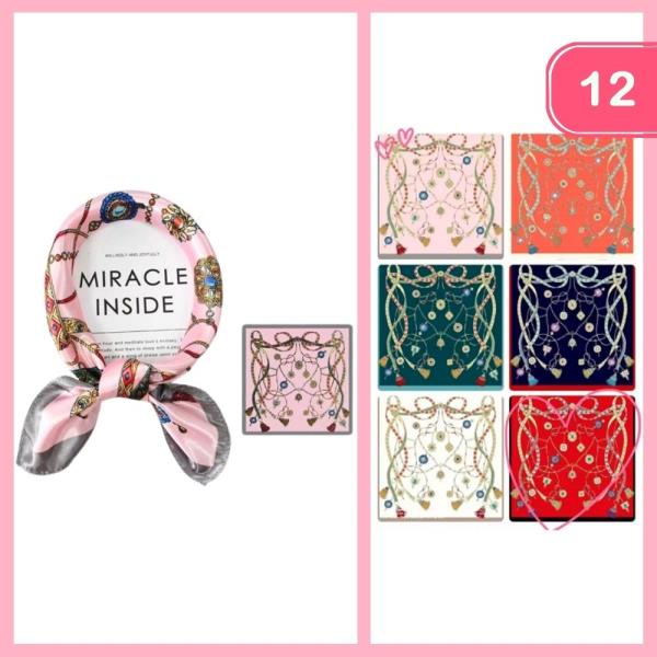 SQUARE PATTERN SILK SCARF (12 UNITS)