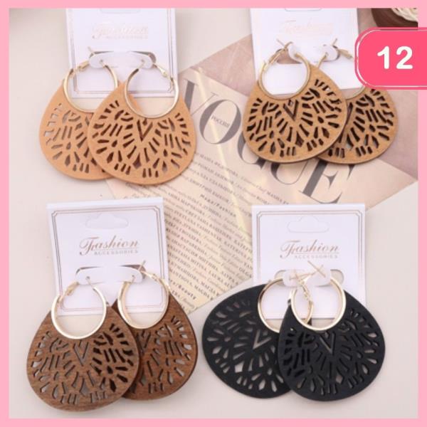 WOODEN DANGLE EARRINGS (12 UNITS)