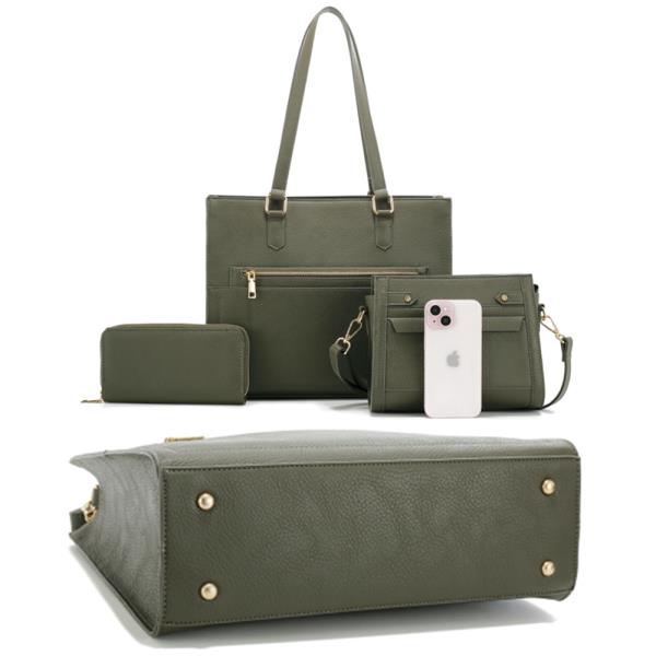 3IN1 ZIPPER STYLE TOTE BAG W CROSSBODY AND WALLET SET