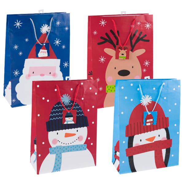Holiday Hats Gift Bag X-Large (Box: 48 pcs Assorted - 4 Styles)