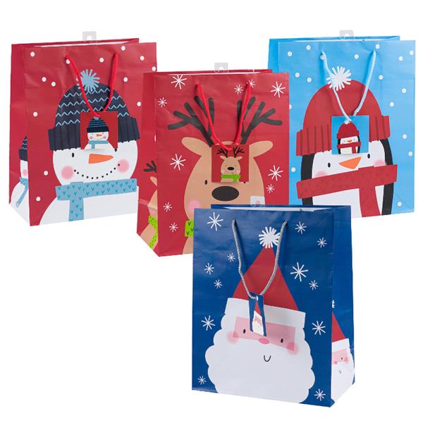 Holiday Hats Gift Bag Large (Box: 48 pcs Assorted - 4 Styles)