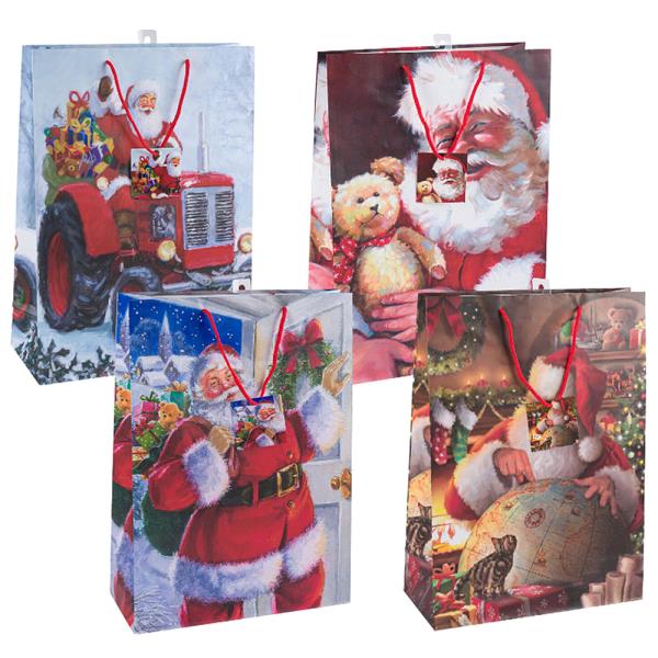 Santa Clause Gift Bag X-Large (Box: 48 pcs Assorted - 4 Styles)