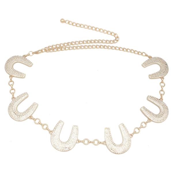 RHINESTONE PAVE BUBBLE HORSESHOE CHAIN BELT