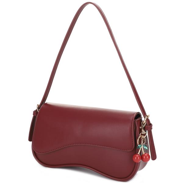 SMOOTH SHOULDER BAG W CHERRY KEYCHAIN