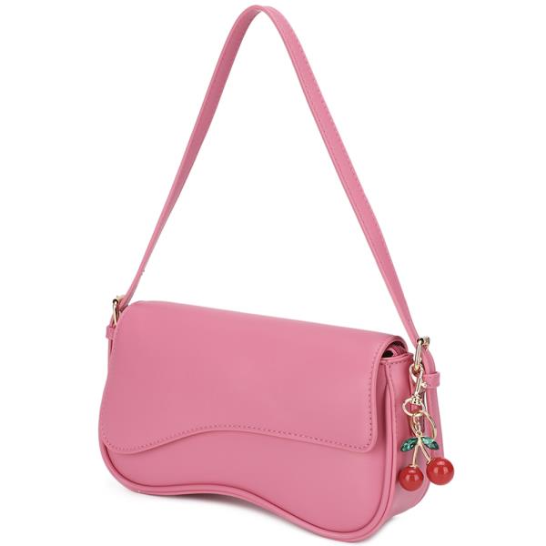 SMOOTH SHOULDER BAG W CHERRY KEYCHAIN