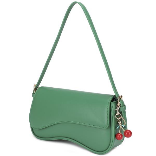 SMOOTH SHOULDER BAG W CHERRY KEYCHAIN