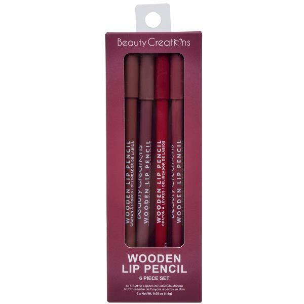 BEAUTY CREATIONS WOODEN LIP PENCIL 6PC SET
