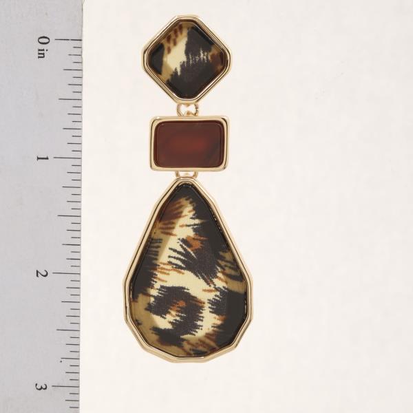 ANIMAL PRINT GEO SHAPE DANGLE EARRING