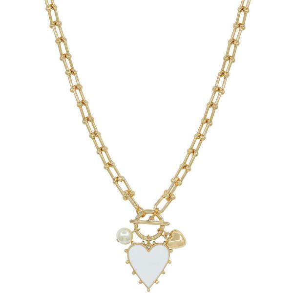 TOGGLE EPOXY HEART CHARM U LINK NECKLACE