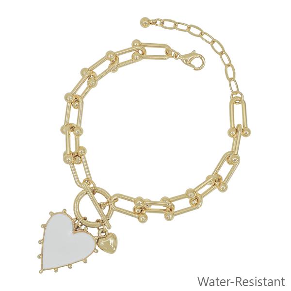 TOGGLE HEART EPOXY U LINK CHAIN BRACELET