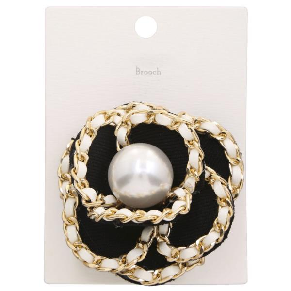 CHAIN FLOWER PEARL BROOCH