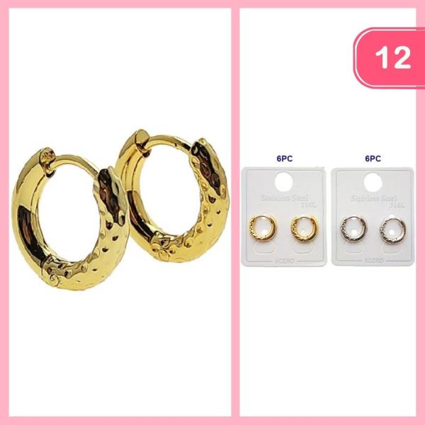 STAINLESS STEEL HOOP EARRINGS (12 UNITS)