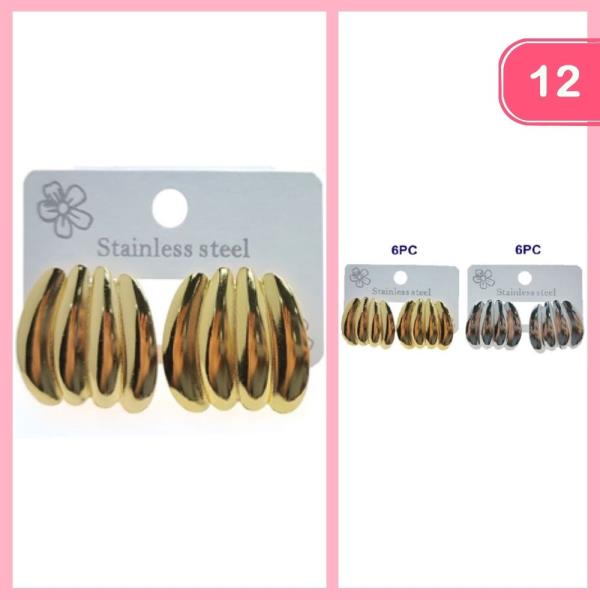 STAINLESS STEEL POST EARRINGS (12 UNITS)