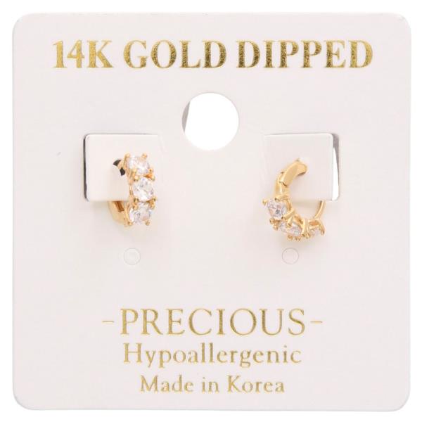 14K GOLD DIPPED RHINESTONE MINI HOOP EARRING