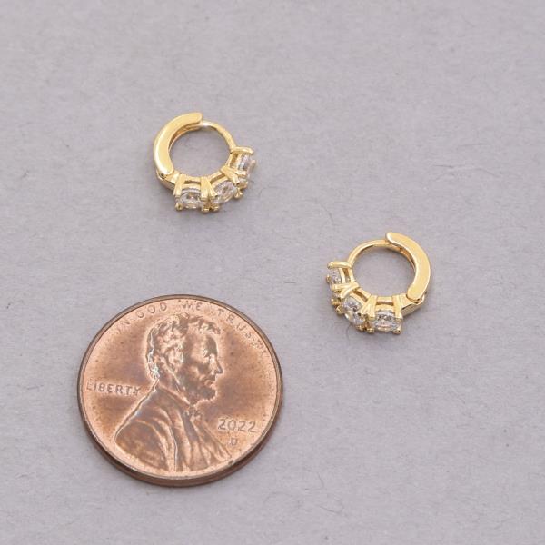 14K GOLD DIPPED RHINESTONE MINI HOOP EARRING