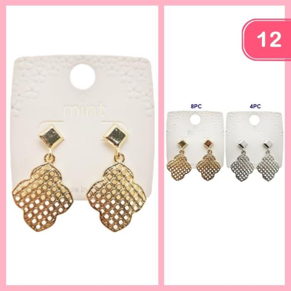 METAL TEXTURED DANGLE EARRING (12 UNITS)