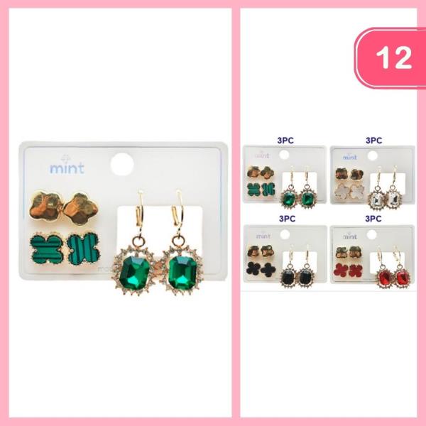 3 SET POST DANGLE EARRING (12 UNITS)