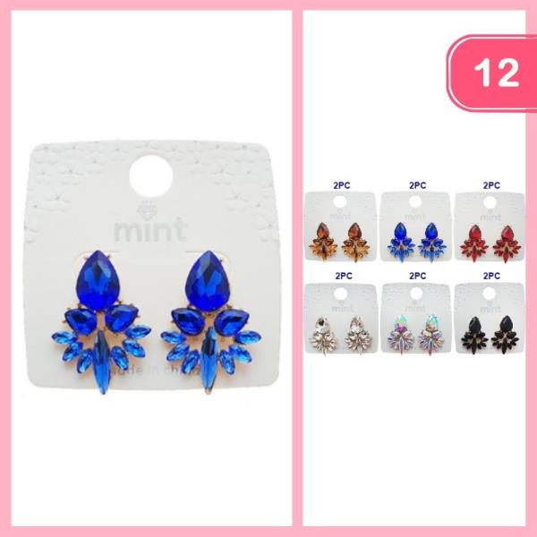 RHINESTONE POST EARRING (12 UNITS)