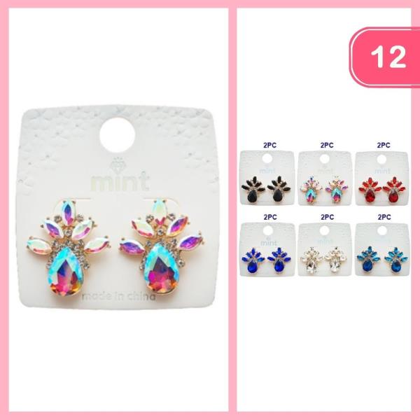 RHINESTONE POST EARRING (12 UNITS)