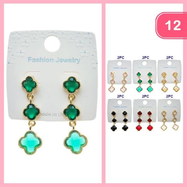 FLOWER  DANGLE EARRING (12 UNITS)