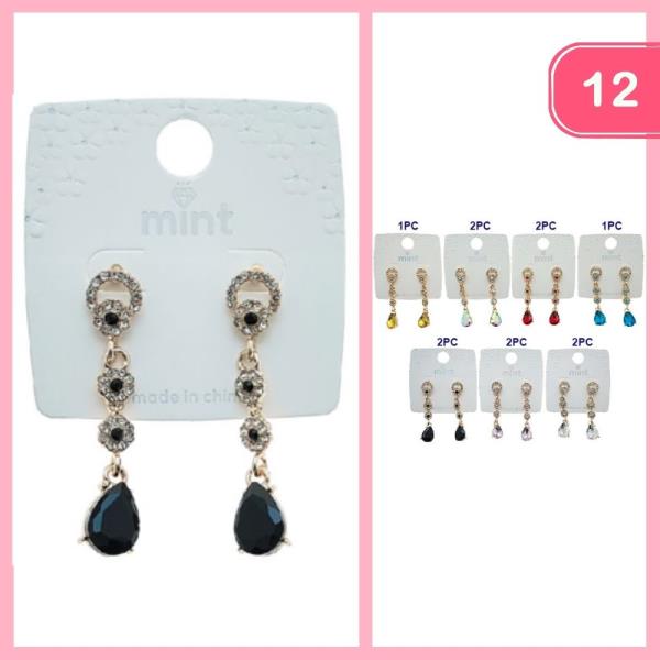 RHINESTONE DANGLE EARRING (12 UNITS)