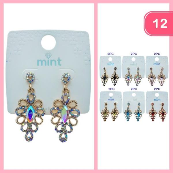 RHINESTONE DANGLE EARRING (12 UNITS)