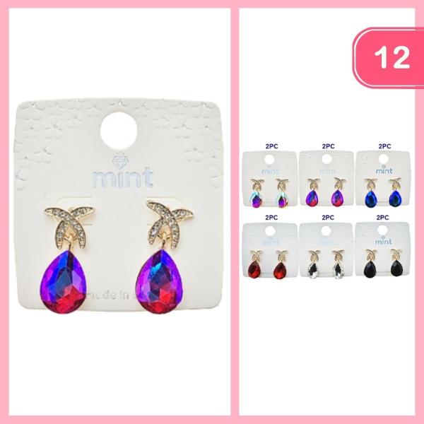 RHINESTONE POST EARRING (12 UNITS)