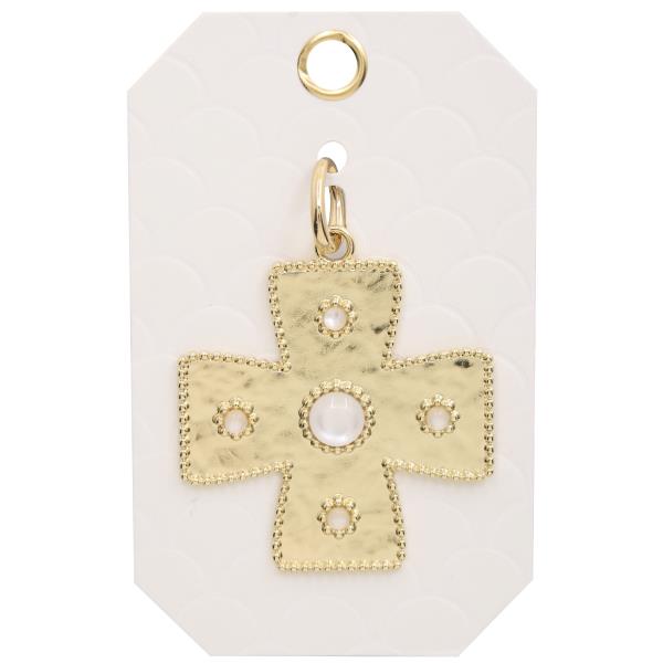 STONE WIDE METAL CROSS BAG CHARM