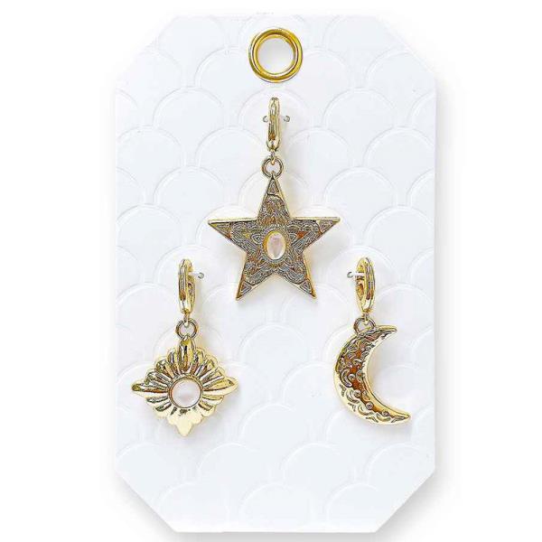 STAR MOON ASSORTED METAL BAG CHARM SET