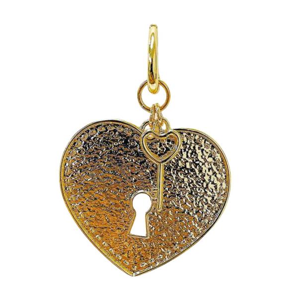 KEY HEART LOCK METAL BAG CHARM
