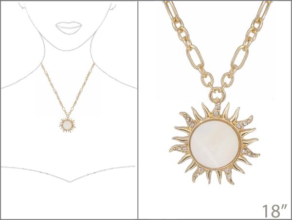 SUN SHAPE PENDANT METAL NECKLACE