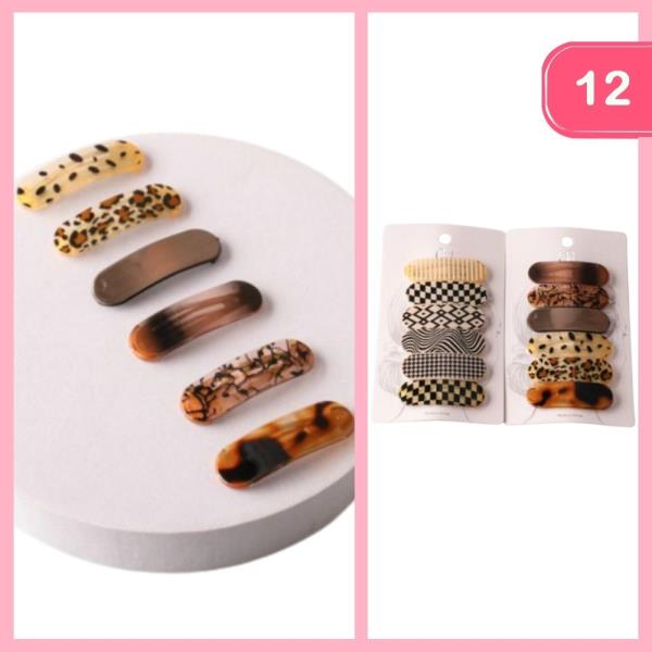 PLASTIC OVAL PRINTED SNAP CLIPS (12 UNITS)