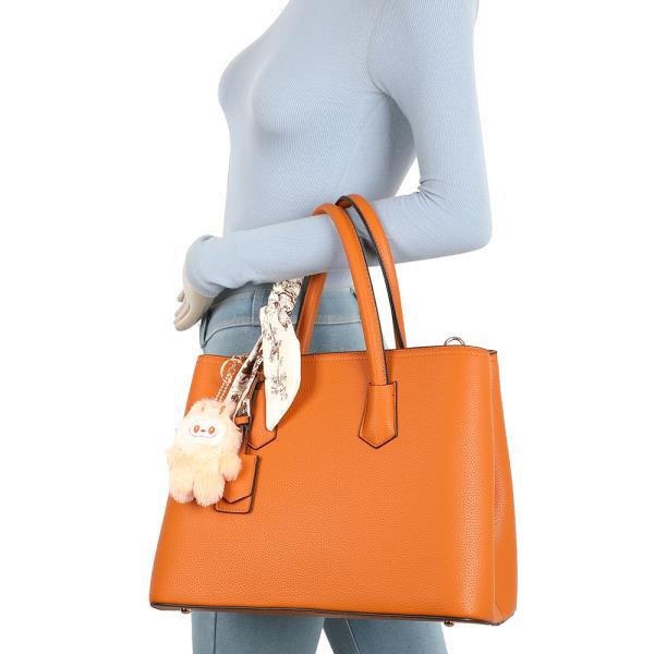 3NI1 TEXTURED SCARF HANDLE SATCHEL W MINI BAG AND WALLET SET