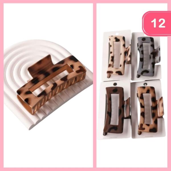ANIMAL SPOTTED RECTANGLE CLAW CLIP (12 UNITS)