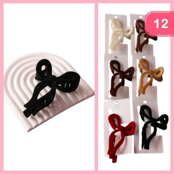 VELVET BOW CLAW CLIP (12 UNITS)