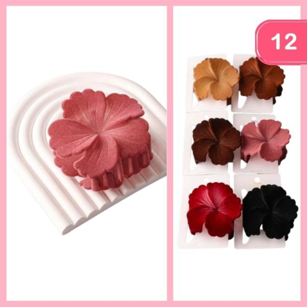 VELVET HIBISCUS HAIR CLAW CLIP (12 UNITS)