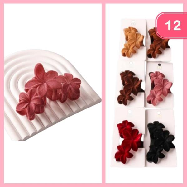 VELVET TRIPLE PLUMERIA CLAW CLIP (12 UNITS)