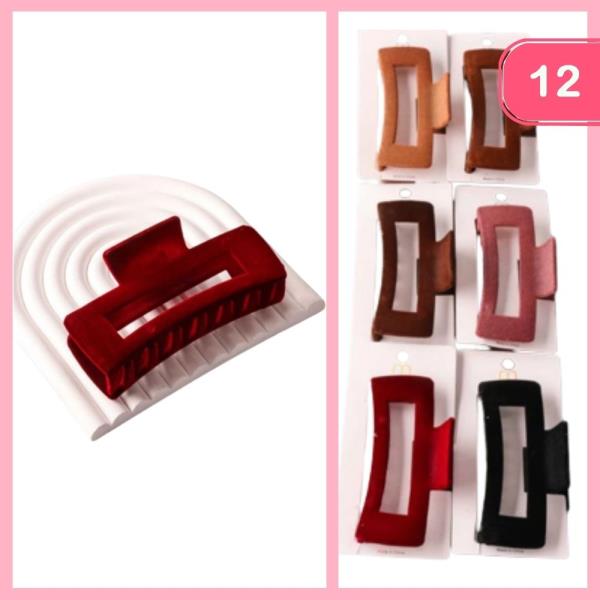 VELVET HAIR CLAW CLIP (12 UNITS)