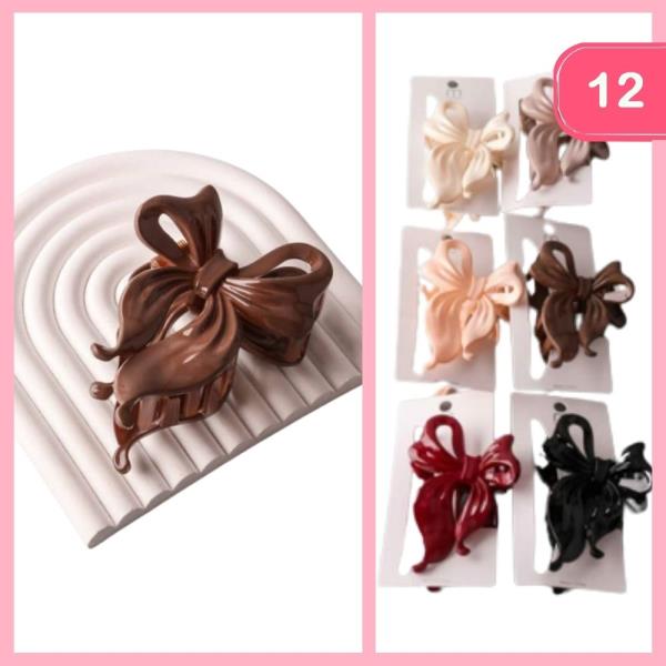 PLASTIC RIBBON BOW CLAW CLIP (12 UNITS)