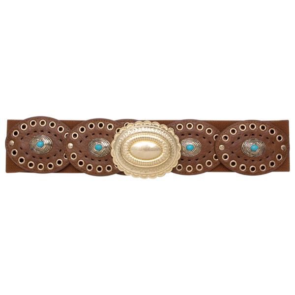 STYLISH OVAL METAL DESIGN ELASTIC BELT