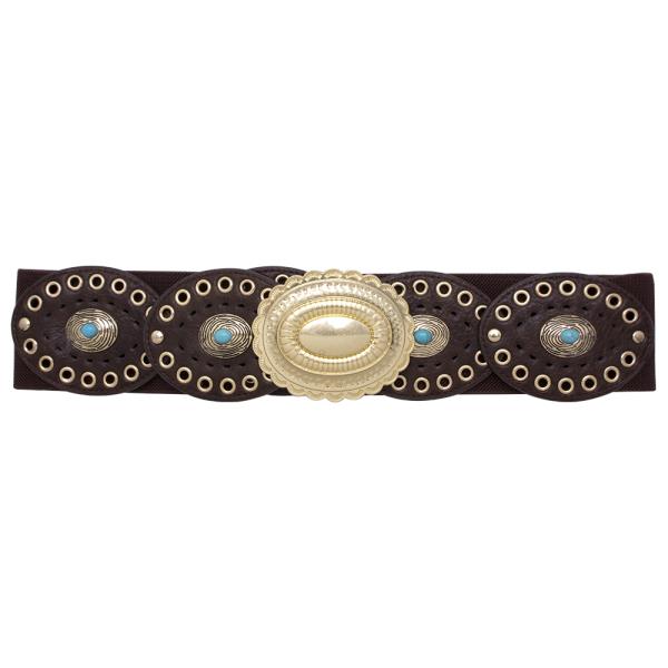 STYLISH OVAL METAL DESIGN ELASTIC BELT