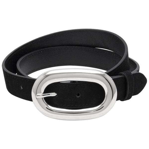 GENUINE SUEDE LEATHER MODERN OVAL BUCKLE BELT